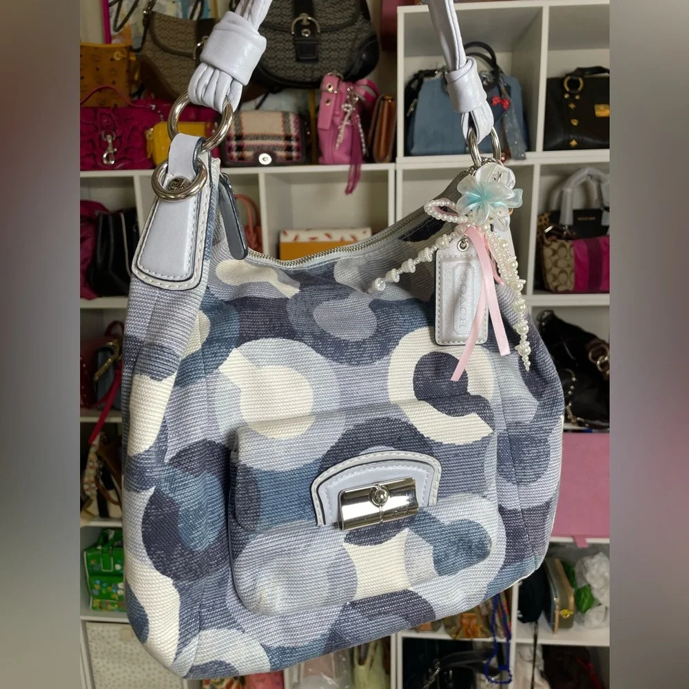 Coach Kristin Graphic Denim Op Art Hobo Bag - Picture 3 of 17